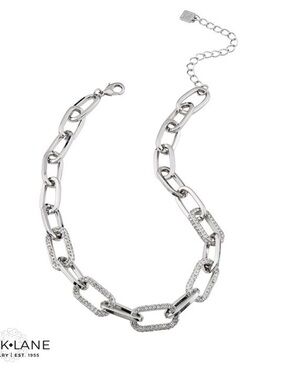Parklane Palm Beach Silver chunky Link Necklace with crystals